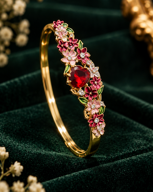 Anti-Tarnish 18k Gold PVD plated Red Heart Bracelet