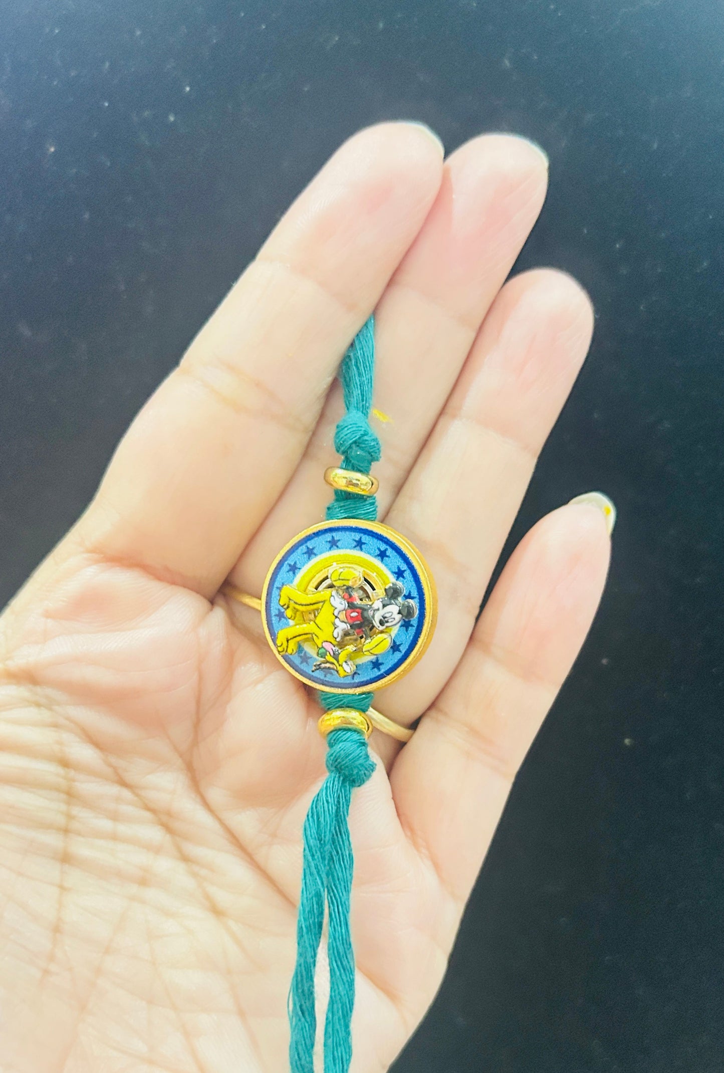 Mickey Spinner Rakhi with Chocolate [Green]