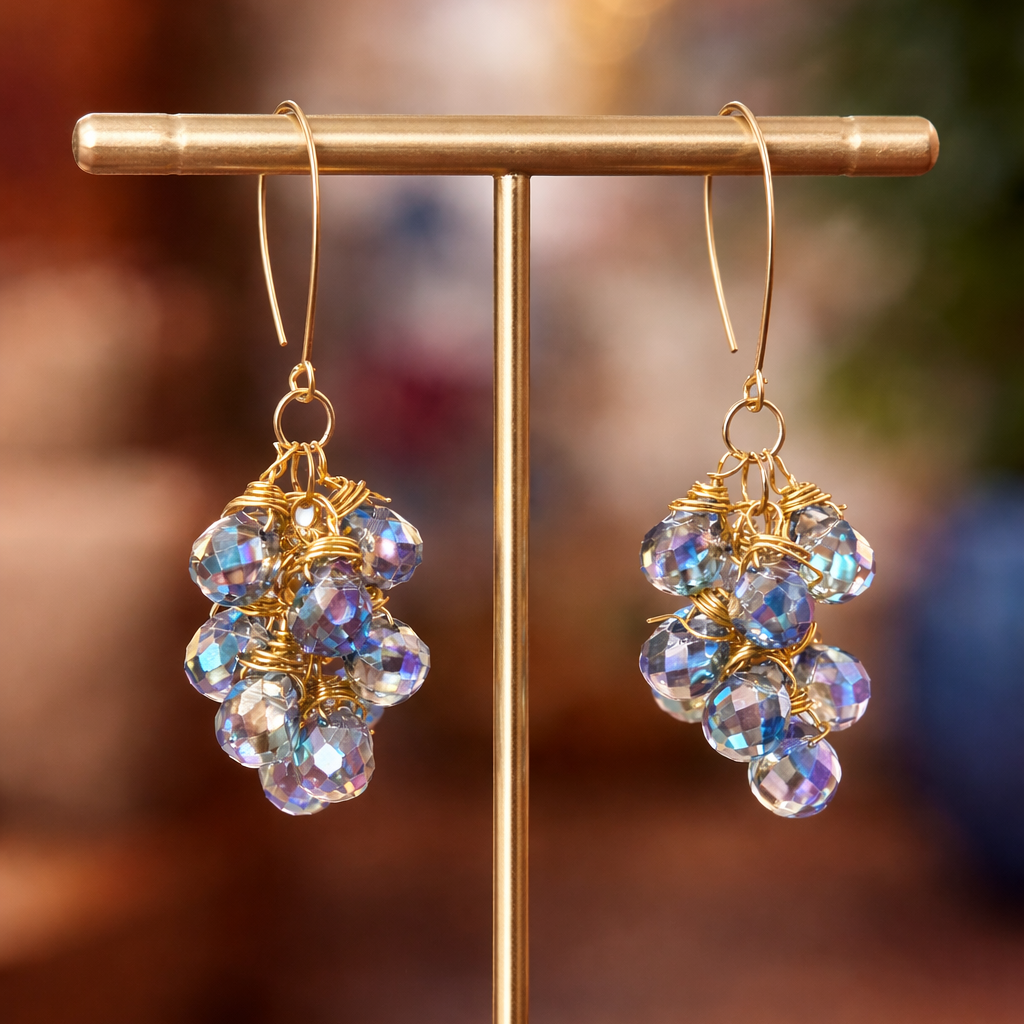 Crystal Grapes Bunch Earrings