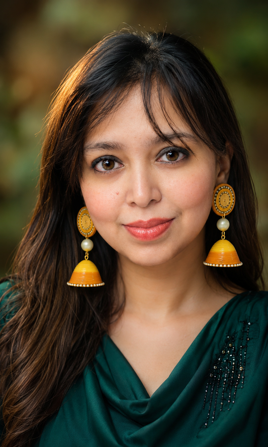 Yellow Mustard Pearl Jhumka || Size: 7cm*4cm*4cm