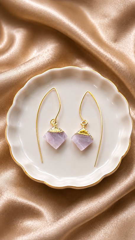 Handmade Semi-Precious Stones Marqish Hook Earrings