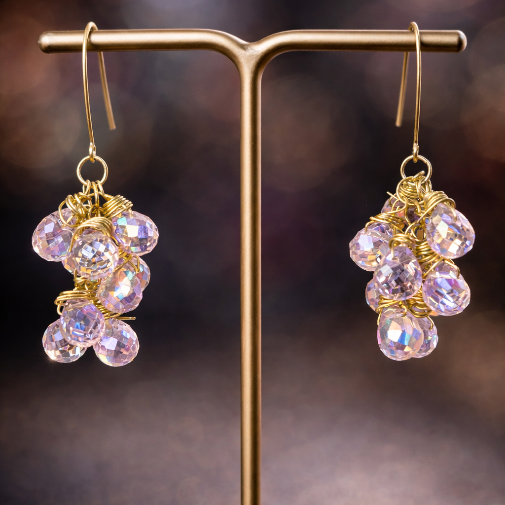 Crystal Grapes Bunch Earrings