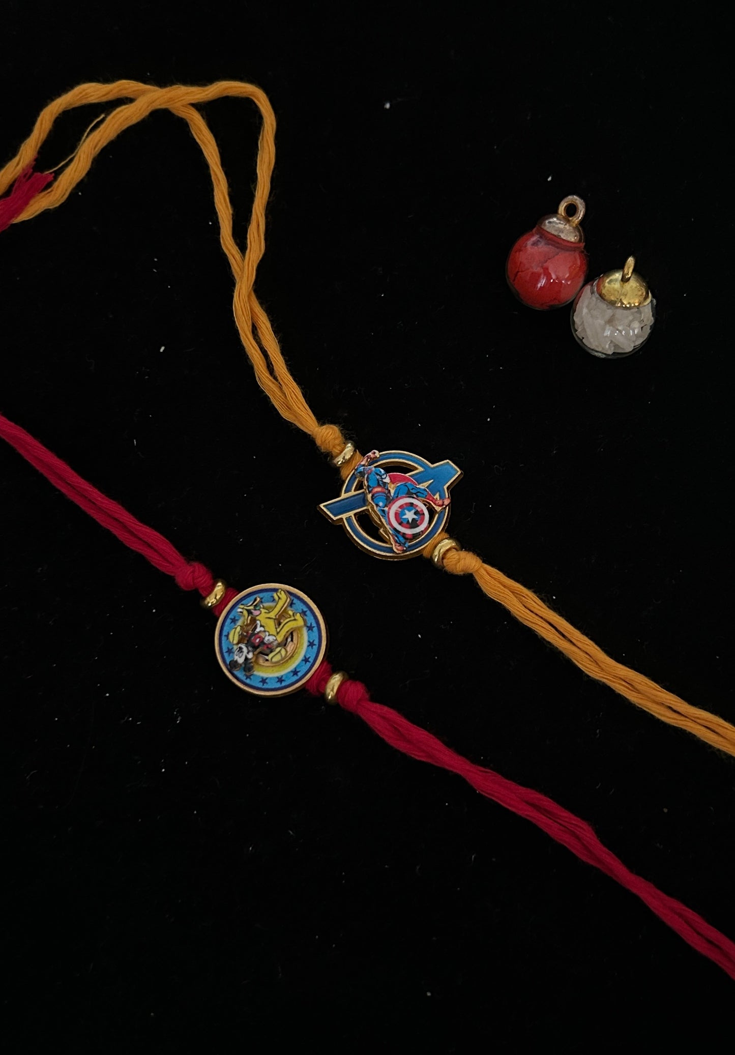 Captain America and Mickey Mouse Spinner rakhi [Set of 2]