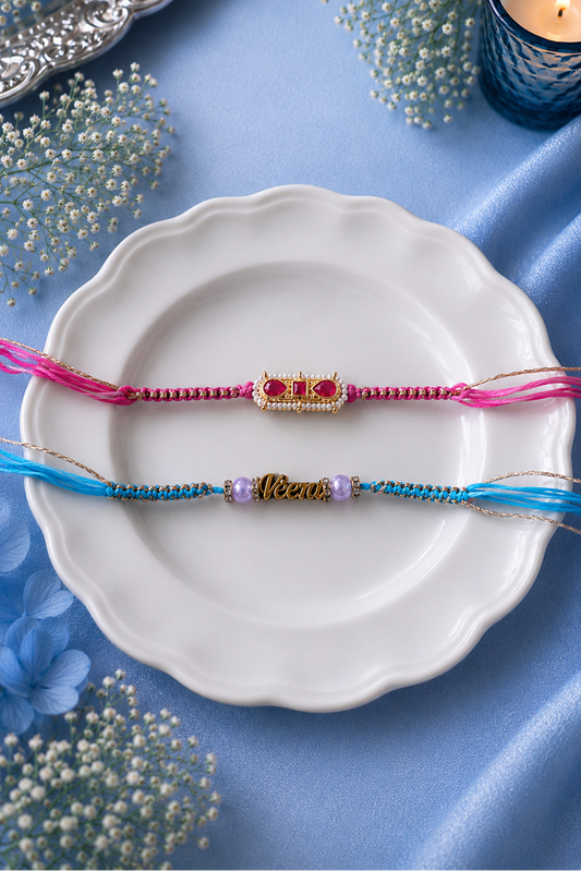 Veera name Rakhi and Gana Set [Set of 2]