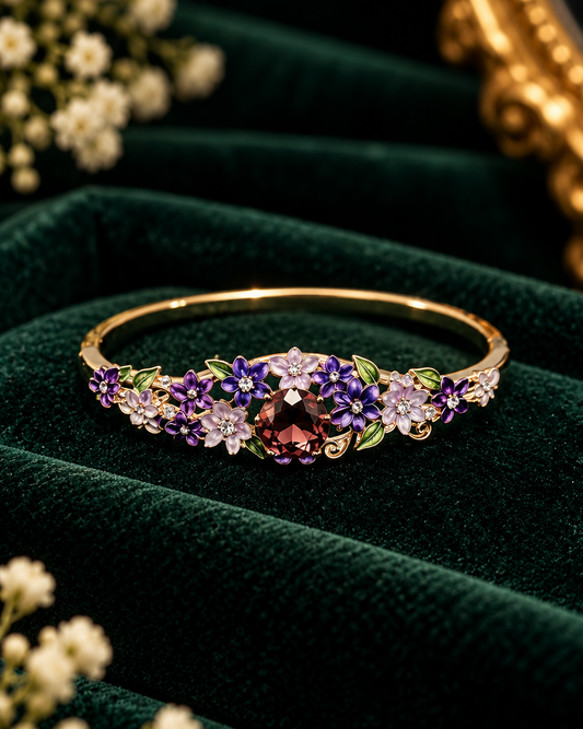 Anti-Tarnish 18k Gold PVD plated Purple Heart Bracelet