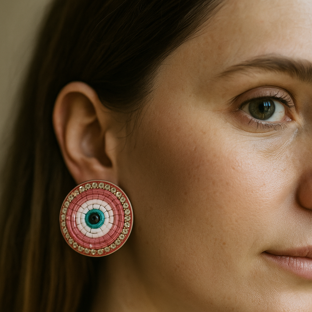 Evil Eye Stud,  || Size: 3.5 cm Dia
