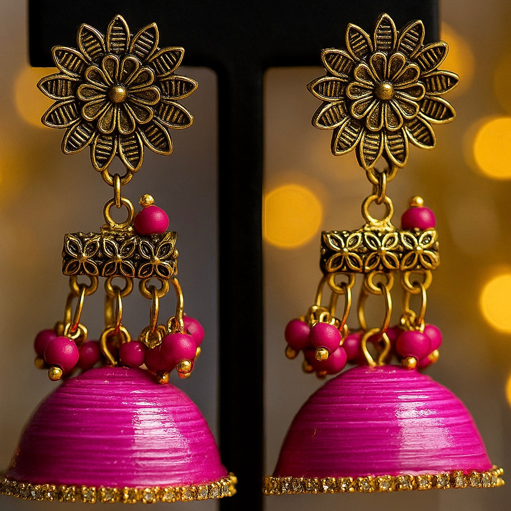 Antique Golden Flower Jhumka