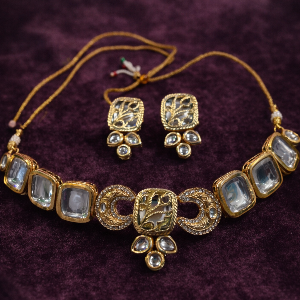 Rang Single layer Gold Plated Kundan Jewellery