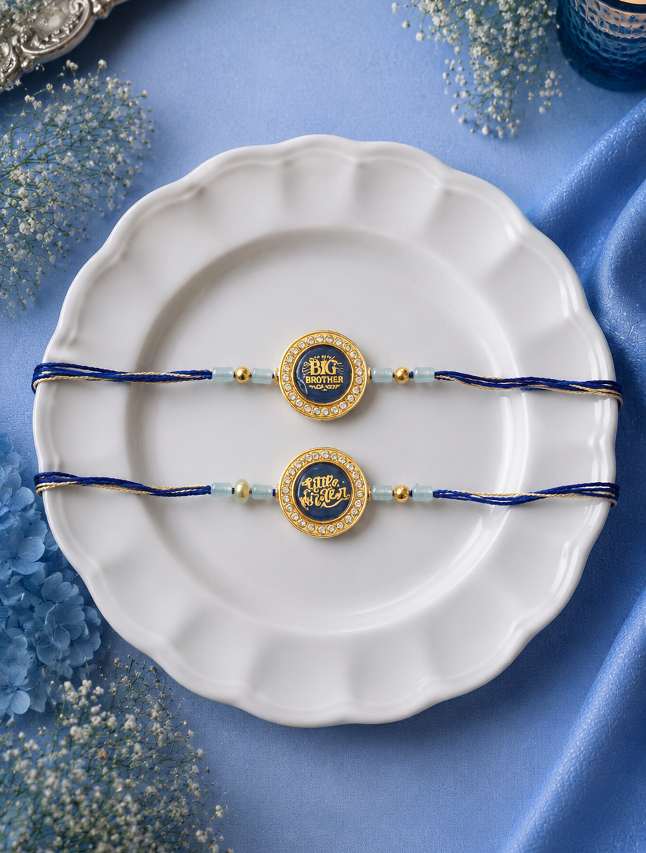 Big Brother and Little Brother Kundan Rakhi Combo [Set of 2]