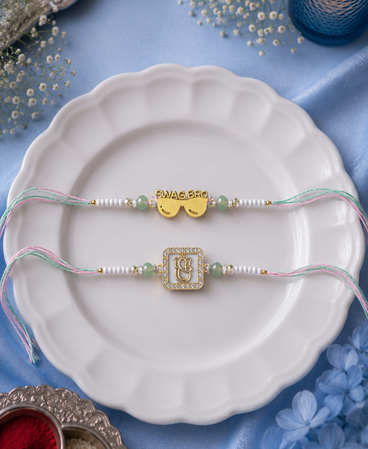Ganesha and Swag Bro Set of 2 Rakhi