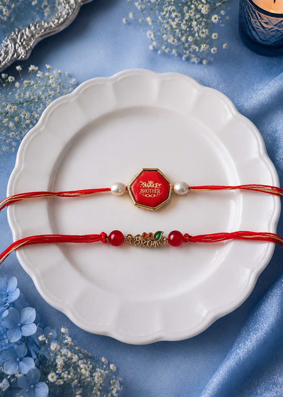 Super Bro kundan Rakhi & Charm Rakhi [Set of 2]