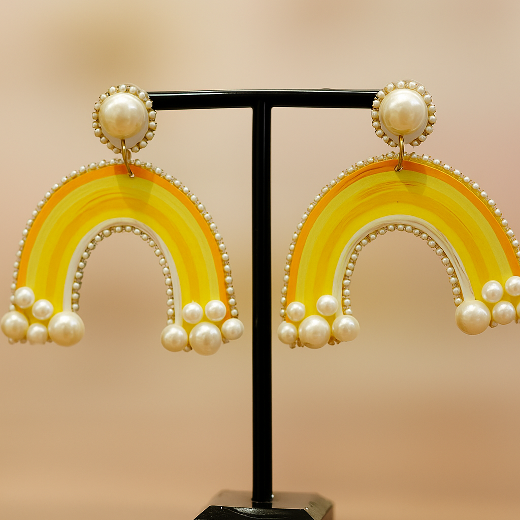 Rainbow Pearl Earrings Signature Design || Size: 7cm*7cm*1cm