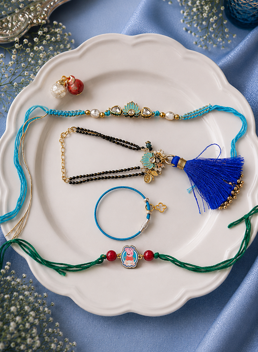Lotus Bhai Bhabhi with Peppa Rakhi and Infant Rakhi [Set of 4]