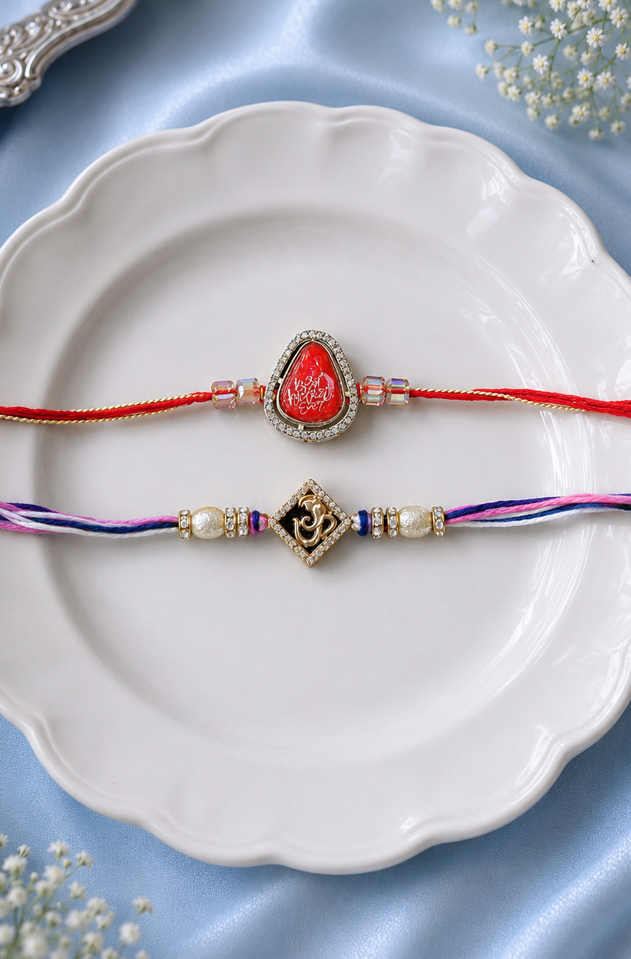 Super Bro kundan Rakhi & Ganesha Kundan Rakhi [Set of 2]