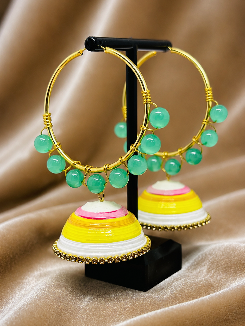 Green Beads loop Jhumka