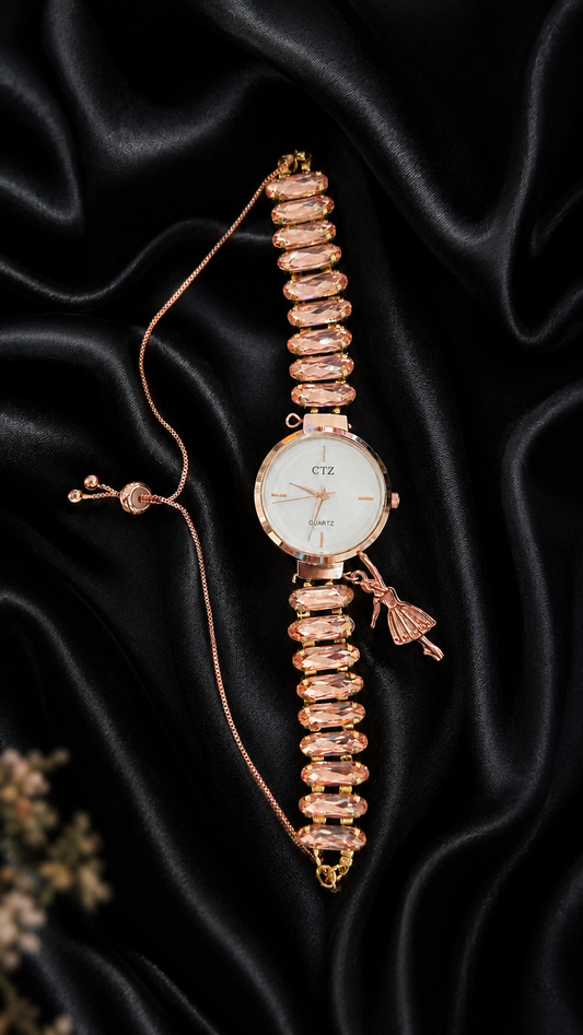 Sister or Bhabhi Rose Gold Rakhi Watch Bracelet