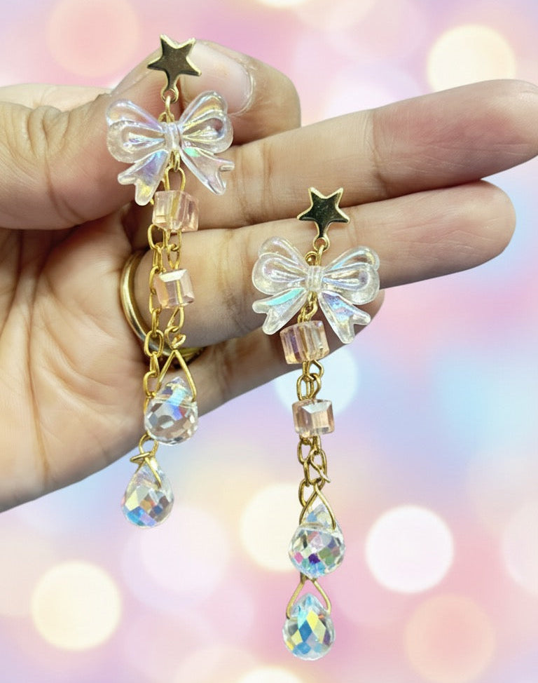 Bow and Crystal Trendy Earrings