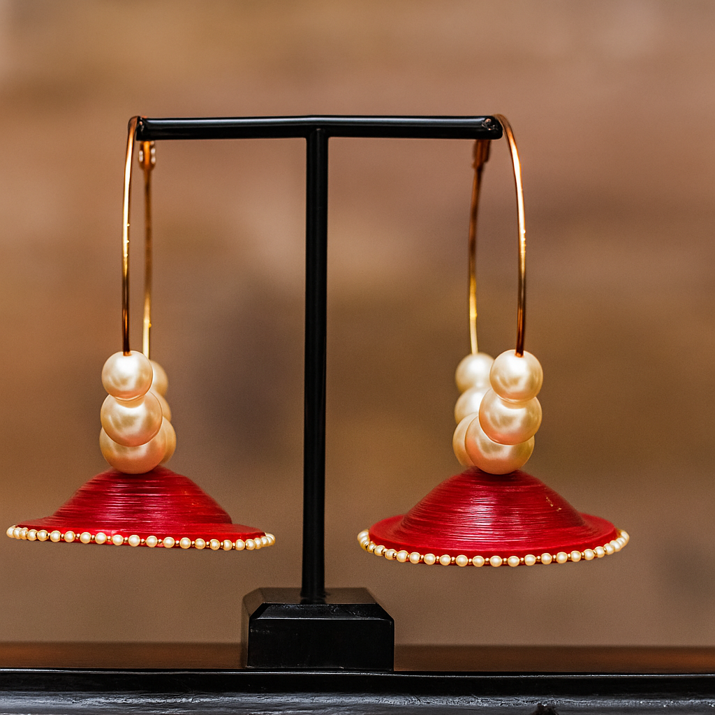 Looping Pearl Jhumka || Size: 10cm*7cm*7cm