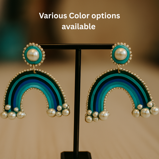 Rainbow Pearl Earrings Signature Design || Size: 7cm*7cm*1cm