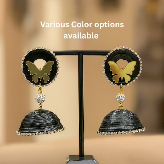 Golden Mirror Butterfly Jhumka || Size: 8cm*4.5cm*4.5cm