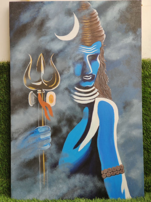 Abstract Lord Shiva Trishul Art Painting 24*30 inches