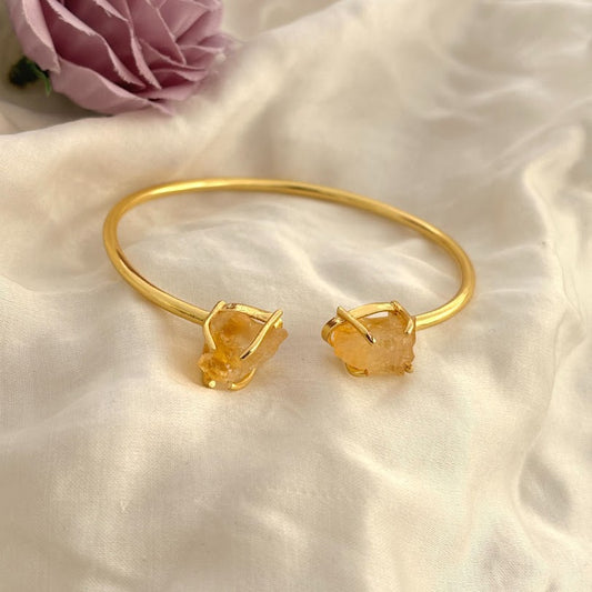 Handmade Uncut Semi-Precious dual stone Bracelet - Citrine