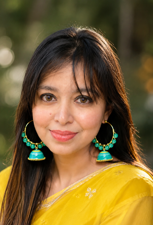 Green Beads loop Jhumka
