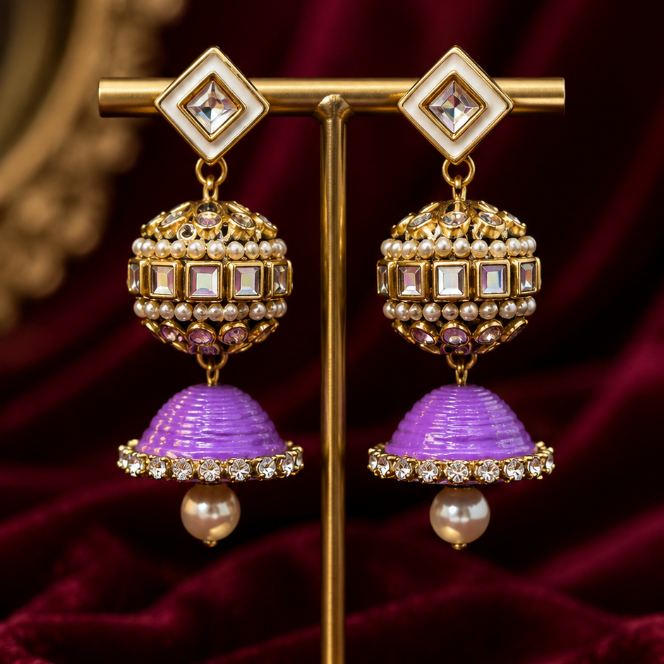 Kundan ball Jhumki Earrings