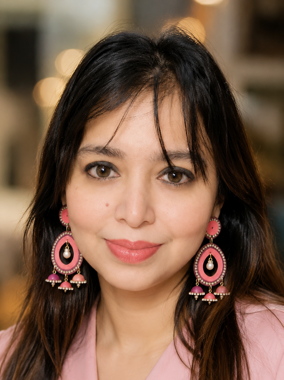 Pink Magenta Hanging Jhumki || Size: 8.5cm*3.5cm*1cm