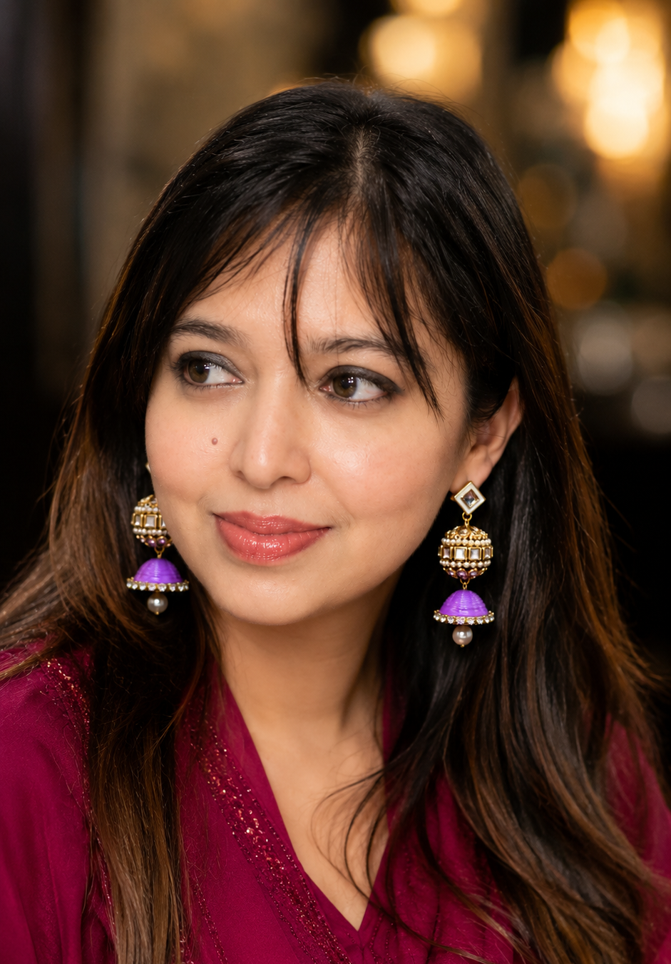 Kundan ball Jhumki Earrings
