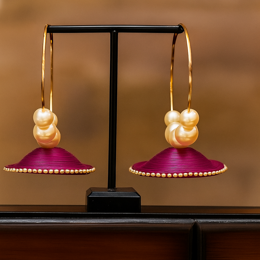 Looping Pearl Jhumka || Size: 10cm*7cm*7cm